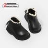 Autumn & Winter Kids' Leather Short Boots - Toddler Walking Shoes for Girls - Korean Style with Cotton Lining