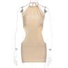 Women Ladies Summer Fashion Sleeveless Halter Side Waist Hollow Solid Color Sexy Backless Dress