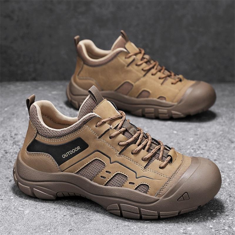 Men's Non-Slip Outdoor Sneakers New Leather Treking Footwear for Men Casual Hiking Shoes Travel Climbing Camping Trainers