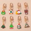 Cute Enamel Christmas Keychain Elk Santa Claus Key Ring Pendants for Car Key Holder Women Girls Handbag Decor DIY Jewelry Gift