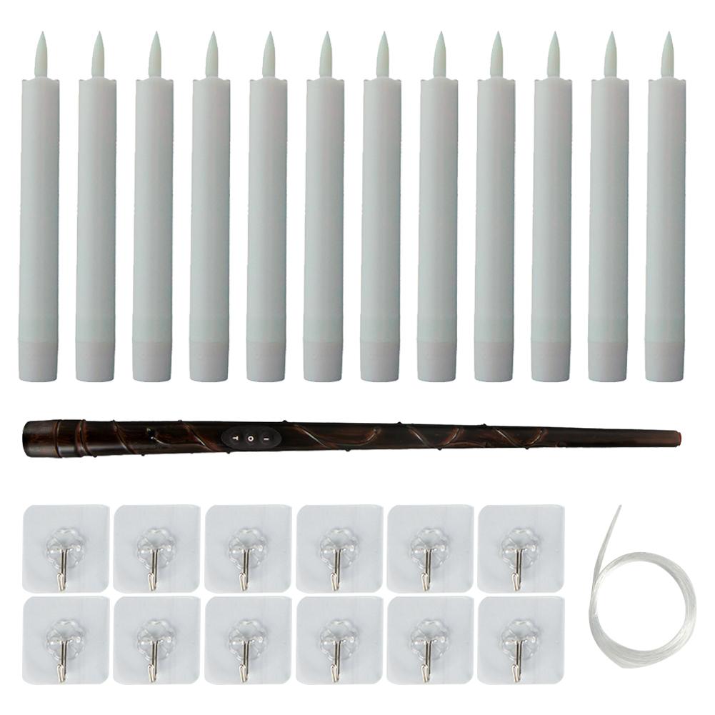 

6.69 дюйма Беспламенные свечи с пультом-палочкой Рождественское украшение на батарейках 12 шт. Теплый свет для Рождества, Хэллоуина, вечеринки Black Brown теплый белый