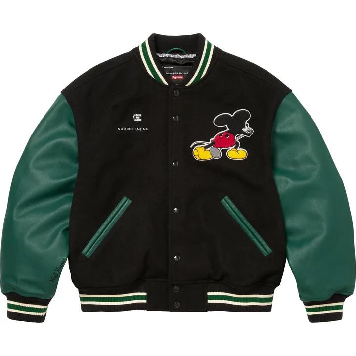 Supreme Number (N)ine Mickey Mouse Varsity Jacket Black