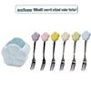 Creative Sunflower Stainless Steel Fruit Fork Set with Ceramic Holder