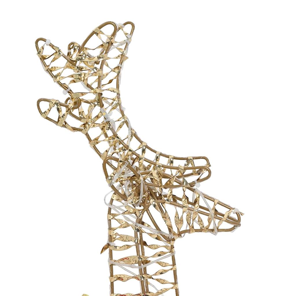 Reindeer Pull Sled Warm White 30 X 12 X 55 Cm PET