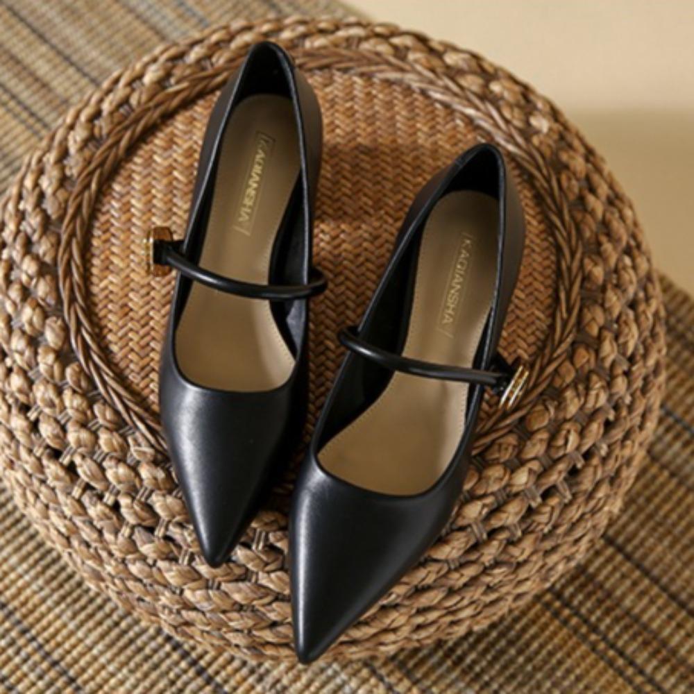 Retro French Single Shoes Women's New Versatile Pointed Heel Mary Jane Women's Shoes Thick Heel Summer High Heels for Ladies