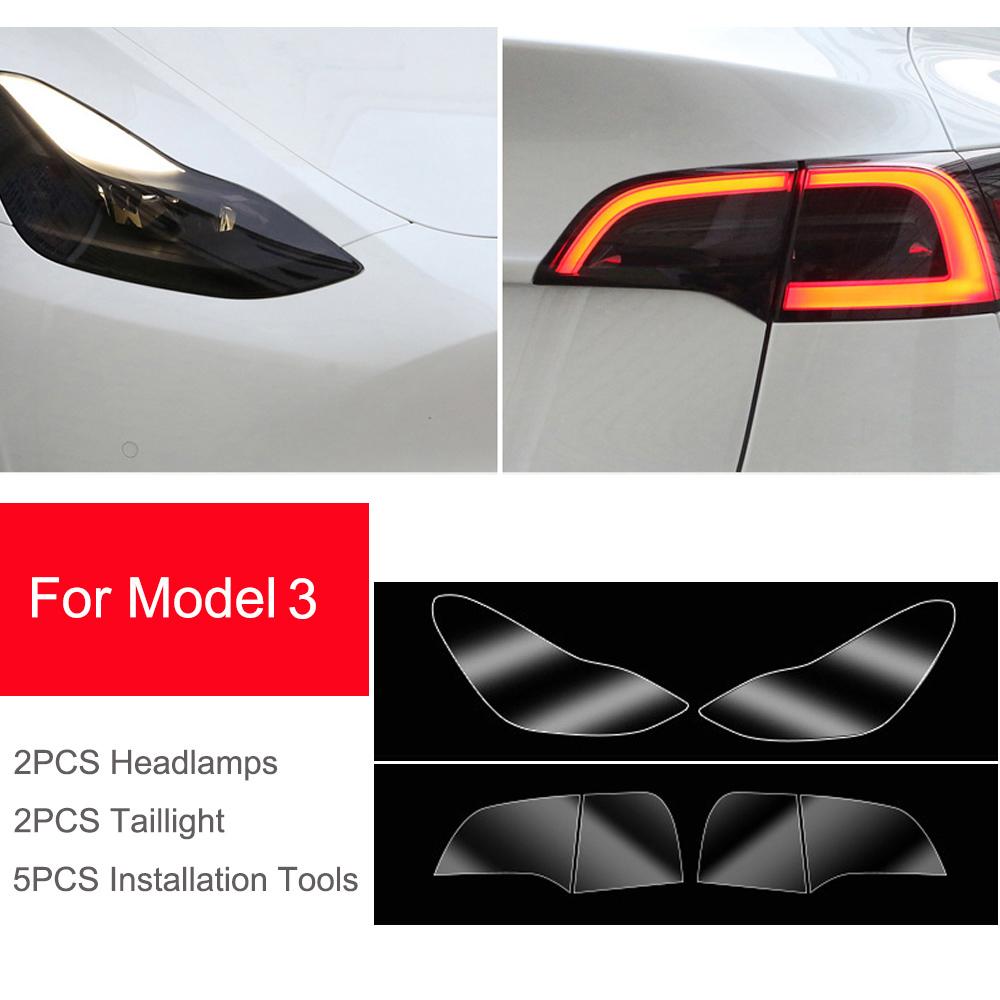For Tesla Model 3 Y S X TPU Blackened Headlight Taillight Foglight Protective Film Headlight Tail Lamp Color Changing Films
