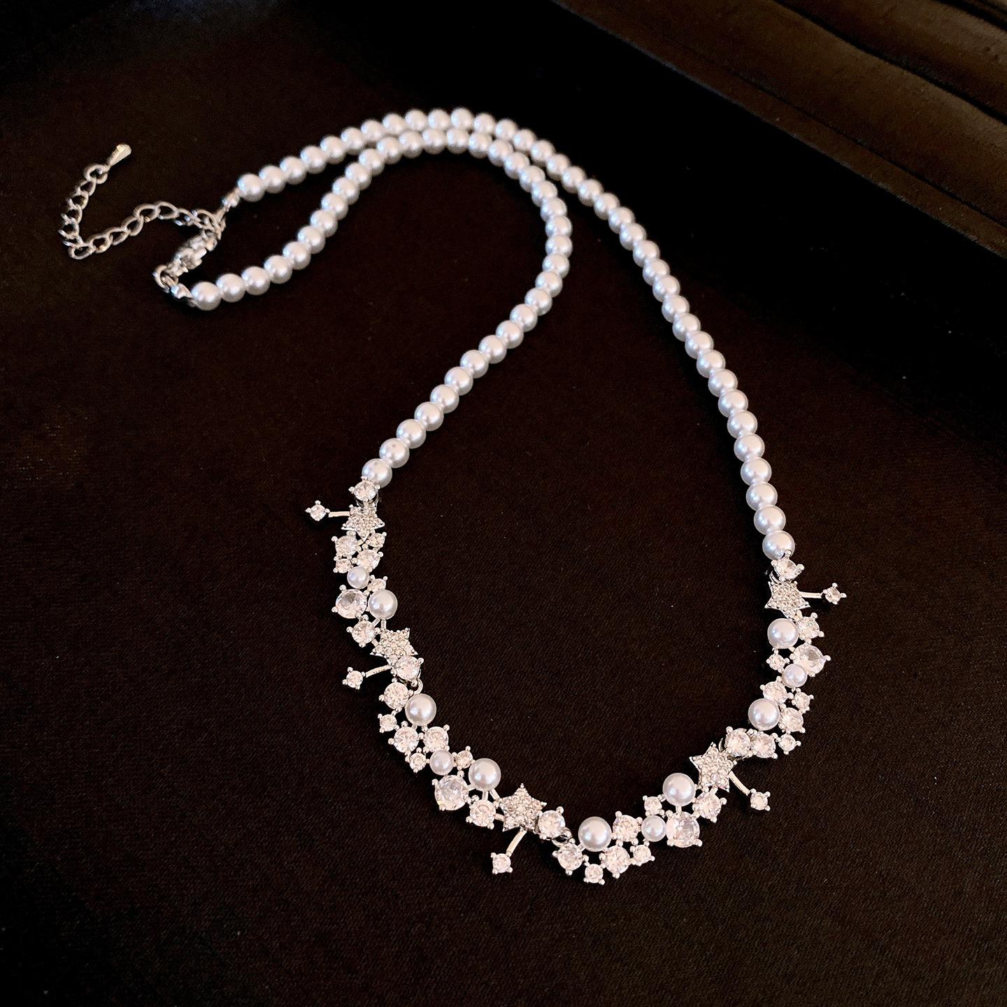 Korean Xiaoxiangfeng Star Pendant Pearl Necklace Clavicle Chain Delicate Necklace