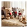 Rose Teddy Bear Plush Toy, Cute 25cm Small Size Animal Stuffed Animal, Funny Gift for Mother's Day, Valentine's Day, Celebrations (Gray)