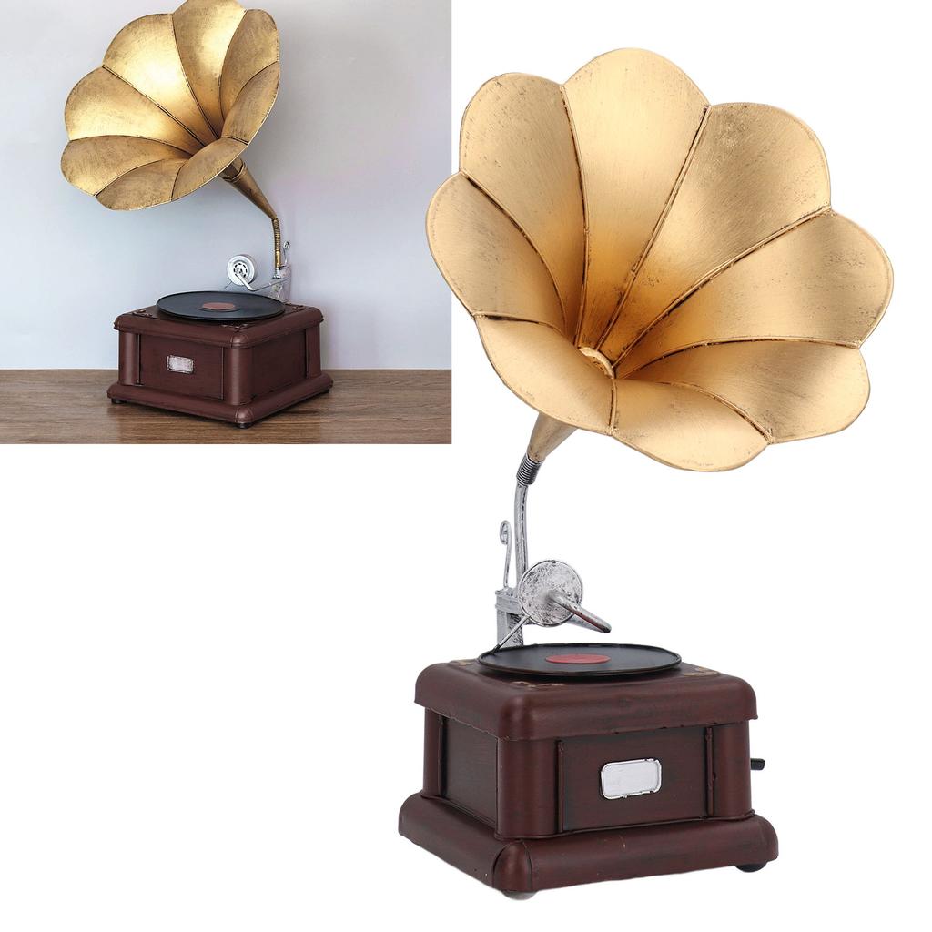 Phonograph im Vintage-Stil Europäische Ornamente Grammophon Dekoration Eisen Schallplattenspieler Modell Handwerk für Zuhause
