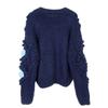 French Lazy Style Chunky Knit Cardigan with 3D Floral Crochet - Age-Reducing Autumn/Winter Sweater Coat
