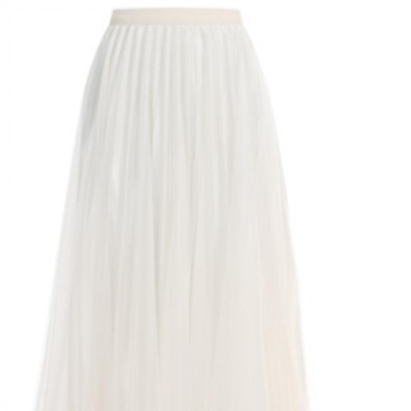 Shop Women Waist Banding Lace Mesh Long Pleated Skirt Black Th U Wsk 20277