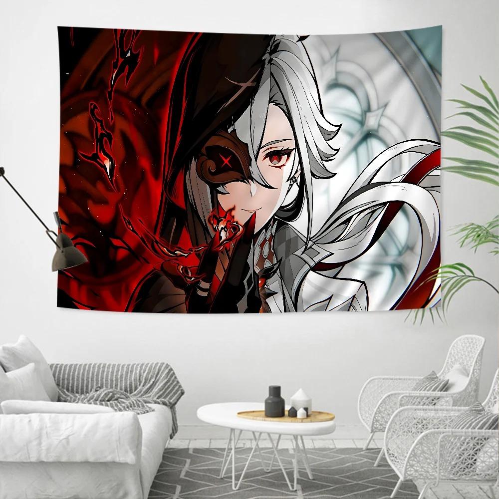 Genshin Impact Arlecchino Living Room Wallpaper Tapestry Home Dormitory Decoration Wallpaper Art Decoration