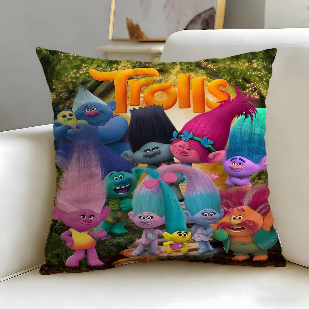 popular animated series Trolls Cushion Cover Soft  EasyWash Pillow Case  Versatile for Couch Bed Travel and Office