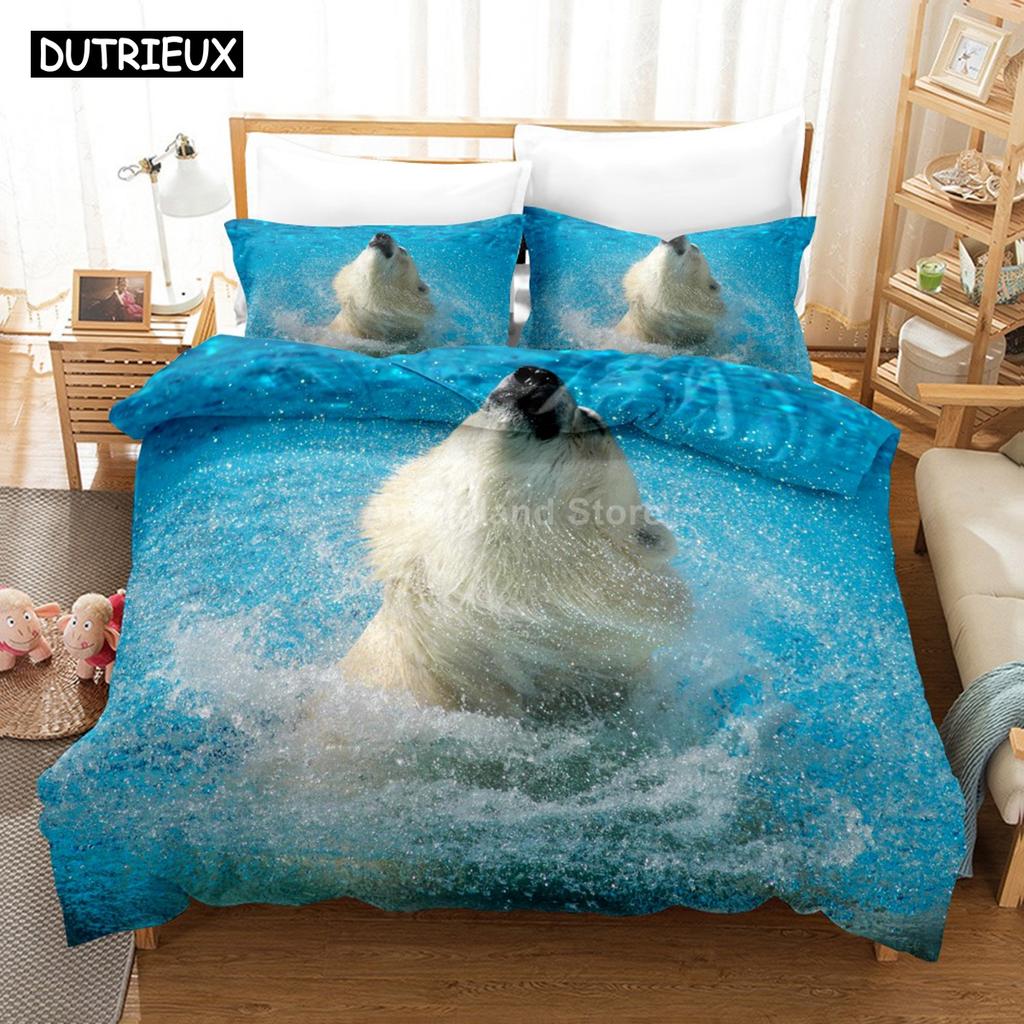 Polar Bear Bedding Set Animal Lovely Quilt Duvet Cover Sets Home Decor Bed Twin Single Queen King Size Fashion Scenery Kawaii