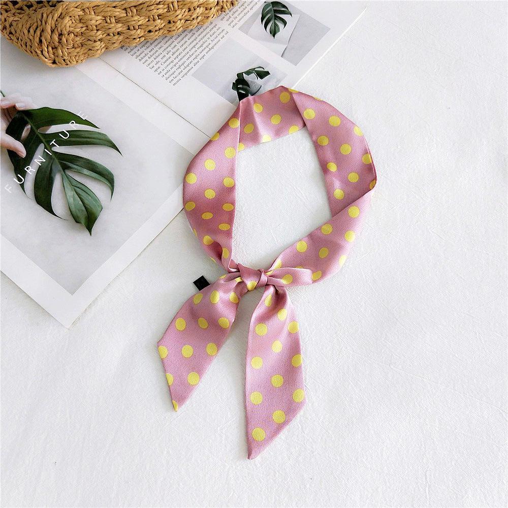 New Polka Dot Small Scarves Women'S Spring Styles Fashionable And Versatile Autumn And Winter Long Bags Wrist Scarves Decoration