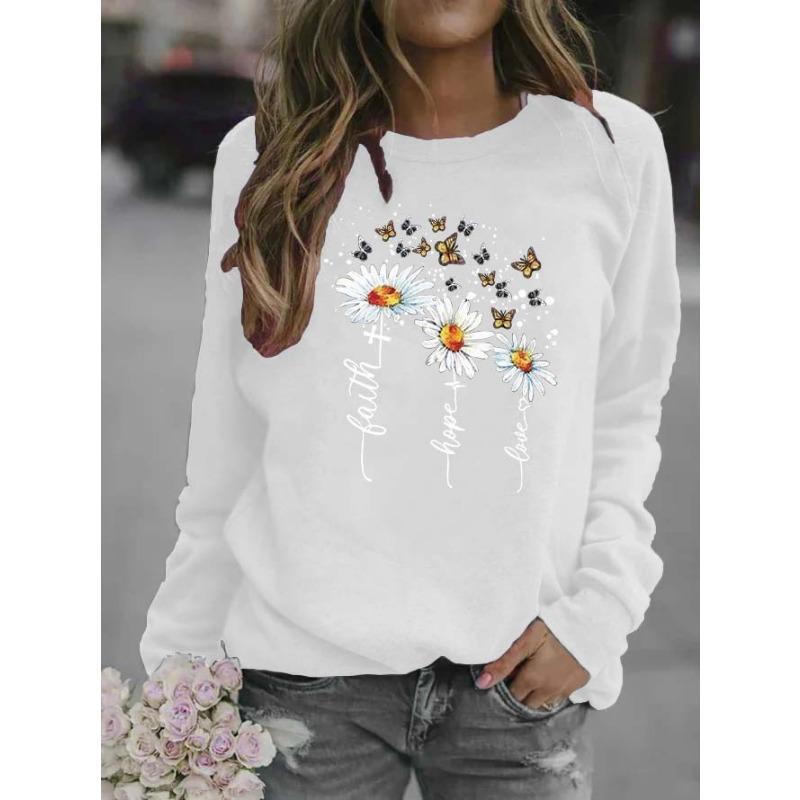 

Весняно-осінній жіночий світшот із порожнім квітковим вирізом і довгим рукавом S