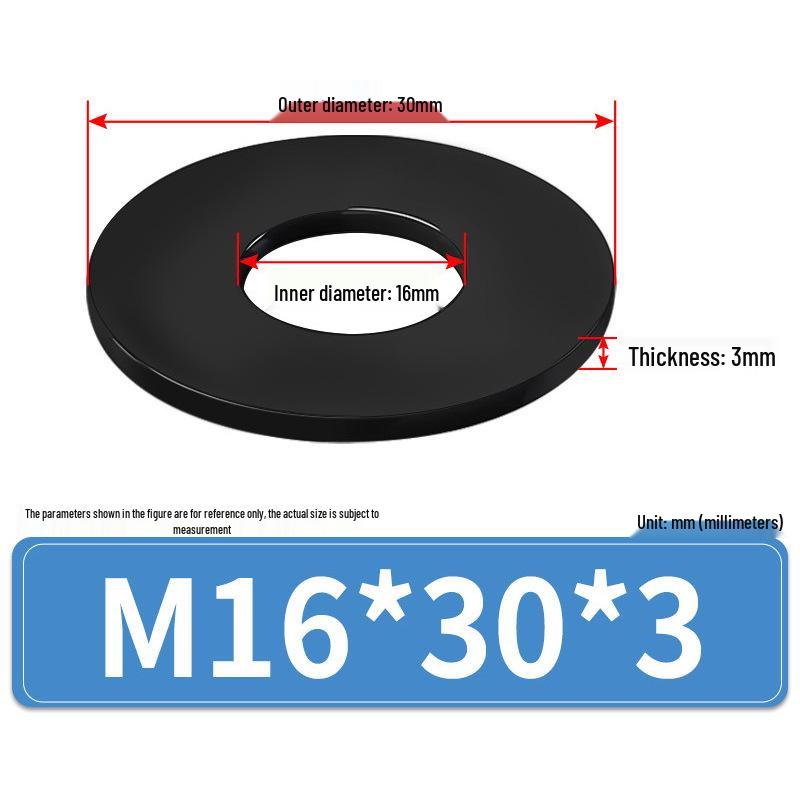 8.8 Grade Black Hardened High-Strength Oversized Flat Metal Spacer Washer (M2-M8)