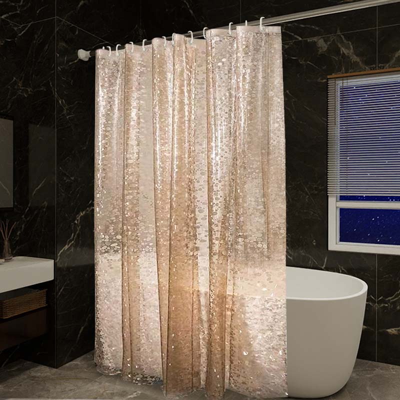 1 Pieza Cortina de Ducha Piedra Oro Rosa Efecto 3D Semitransparente Impermeable Decoración de Baño