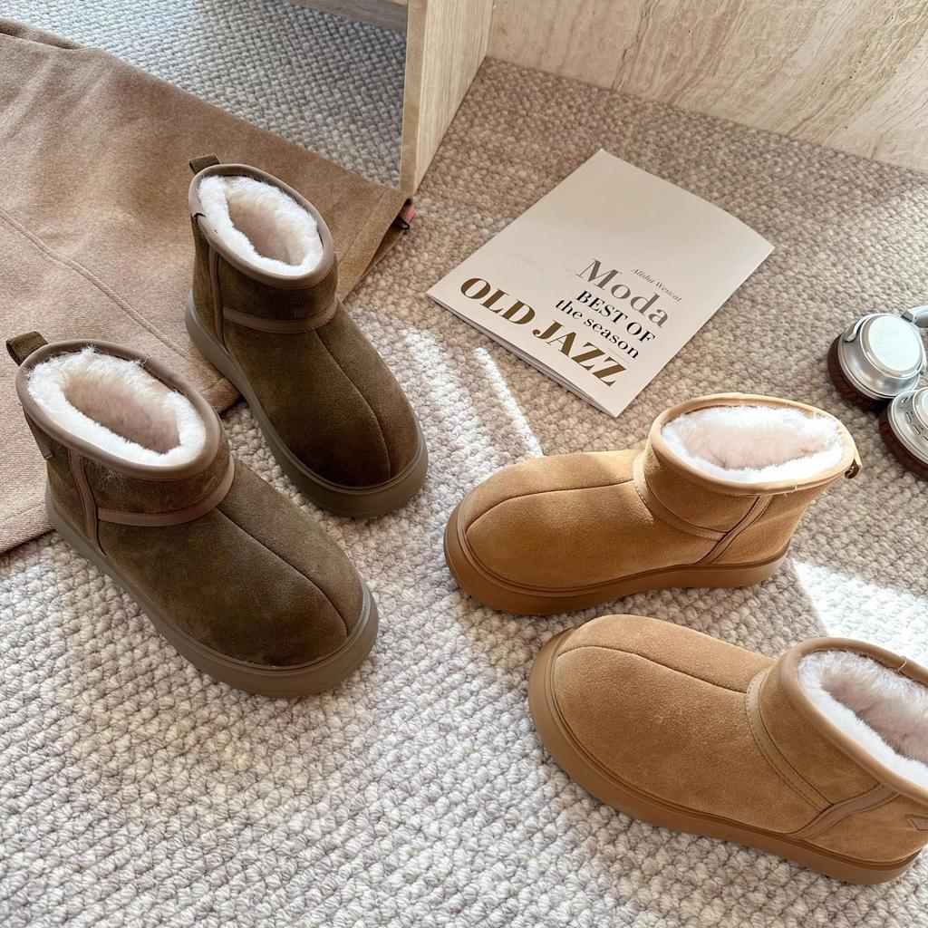 Factory direct sales 2025 winter new short snow boots women's thick soles heightened thickened cotton shoes warm and velvet short boots