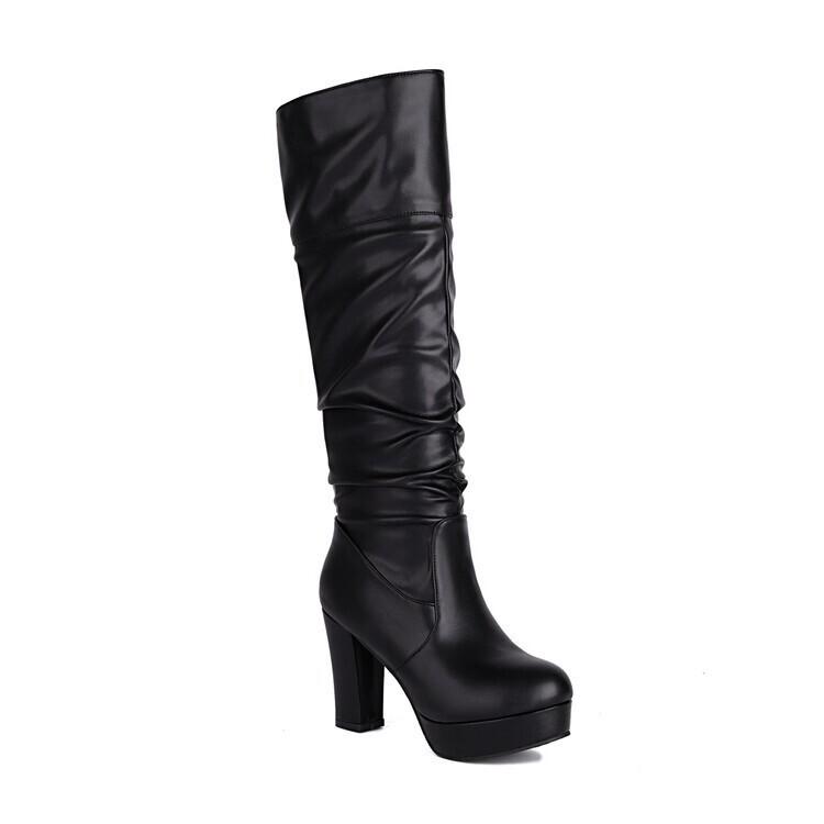 Large Size Boots Water Platform Coarse Heel High Boots Long Boots