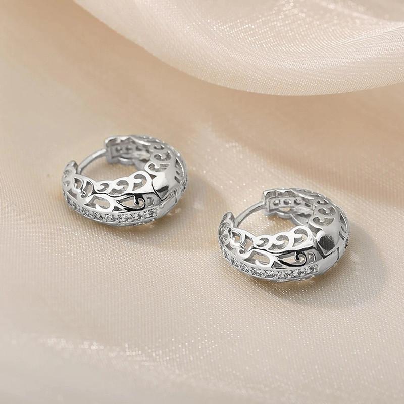 925 Sterling Silver Cubic Zirconia Hoop Earrings for Women Statement Accessories Female Wedding Earrings New Trendy Jewelry