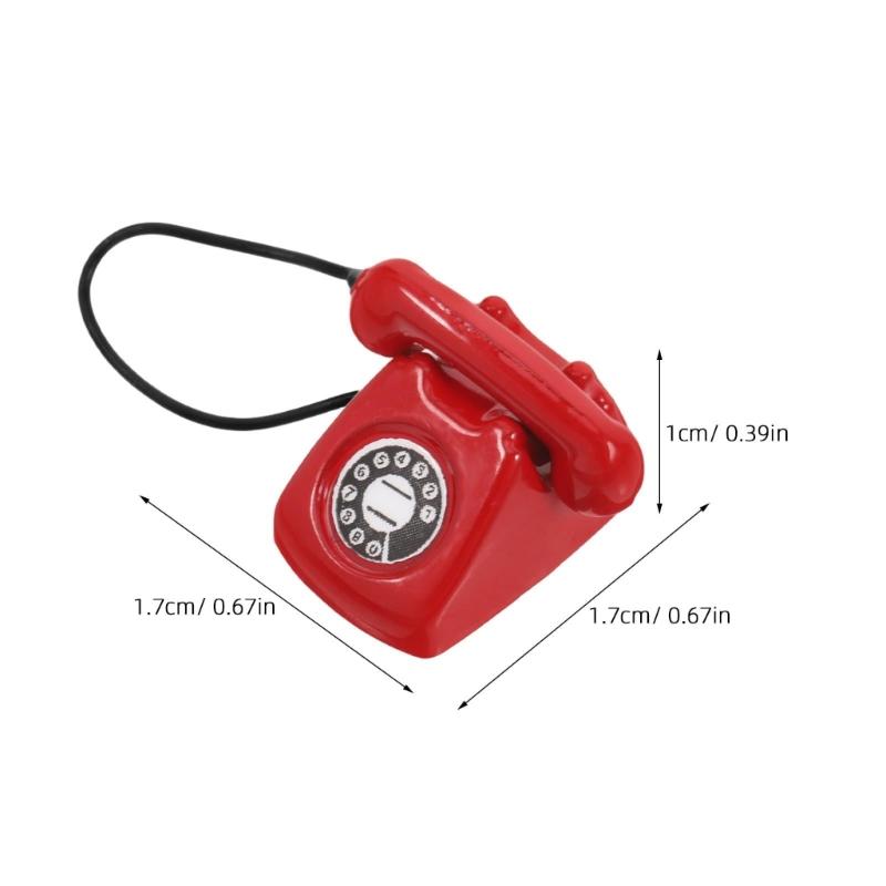 Antique Miniature Telephone For Dollhouses Accessories 1/12 Scale Handcrafted Wooden Furniture Kids Gift