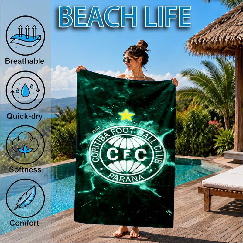 Cori-tiba Football Club Crest Printed Microfiber Beach Towel, Soft And Absorbent, Quick-Dry, Ideal for Summer Travel, Beach Essential, Swimming Pool