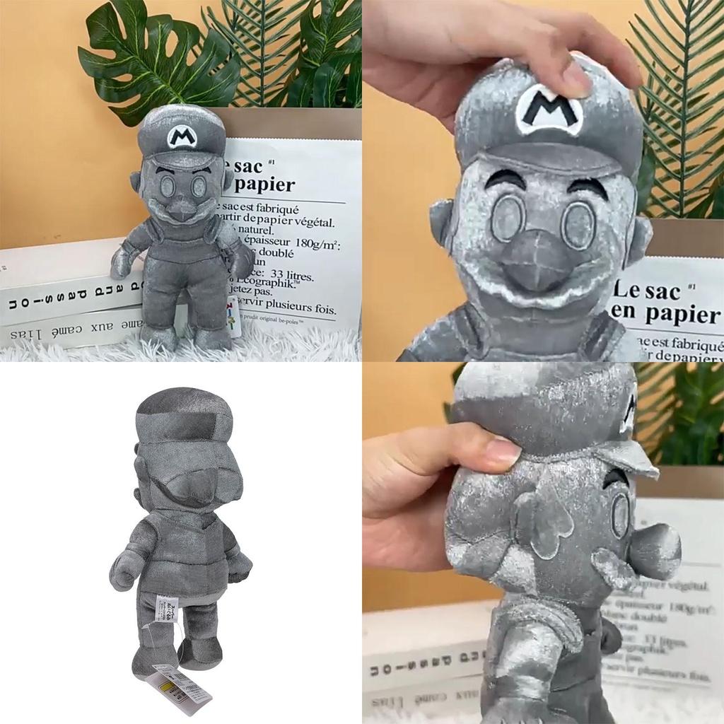 Pelúcia Super Mario 28cm Mario Prata Posição Sentada Mario de Metal Atacado