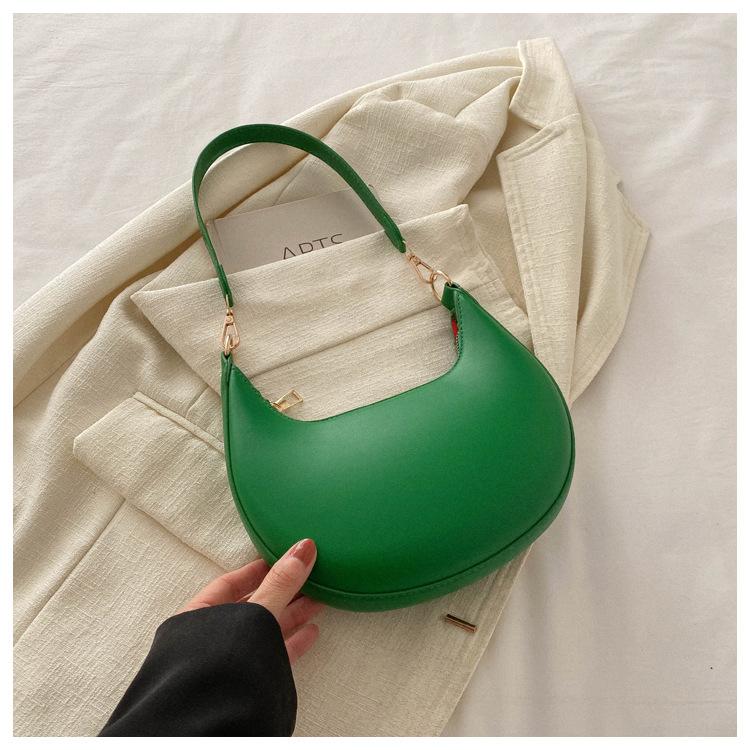 Trendige Minimalistische Rundnaht-Achseltasche aus Kunstleder Damen Hochwertige Einzel-Schulter-Handtasche
