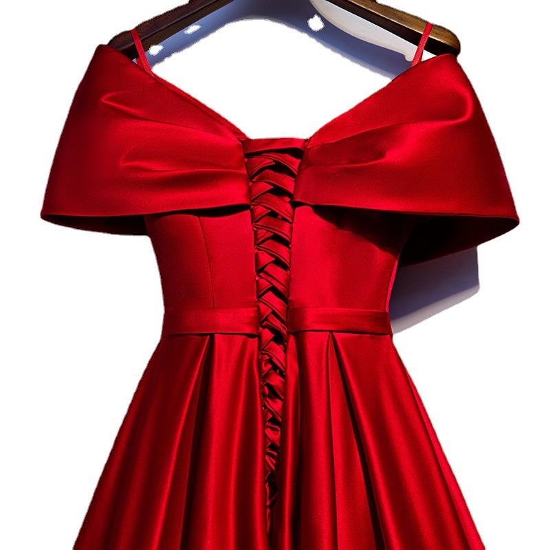 Evening Dress Dark Red V-Neck Dresses Woman Party Night A-LINE Evening Gowns for Women Plus Size