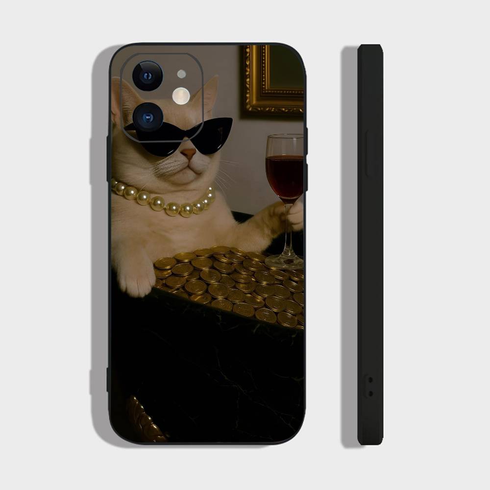Cute Cat Phone Case For IPhone 17 Air 16 15 14 13 Pro Max 11 12 Black Silicone Cover