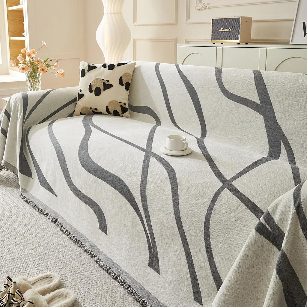 1 szt. Koc na sofę z szenili Uniwersalny na 4 pory roku Antypoślizgowy Pokrowiec na kanapę Pyłoszczelny Nowoczesny Prosty Duży Pokrowiec na sofę do salonu