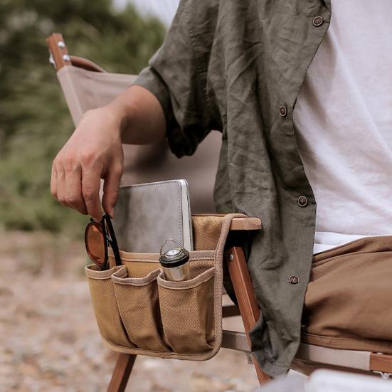 Hängetasche für die Armlehne von Campingstühlen, strapazierfähig, wasserdicht, aus Segeltuch, Mehrzweck-Organizer für Outdoor-Angeln, Strandsessel, Seitentasche