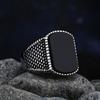 Simple Fashion Stainless Steel with Black Agate Stone Rings for Men Women High Quality Wedding Jewelry Gifts Dropshipping