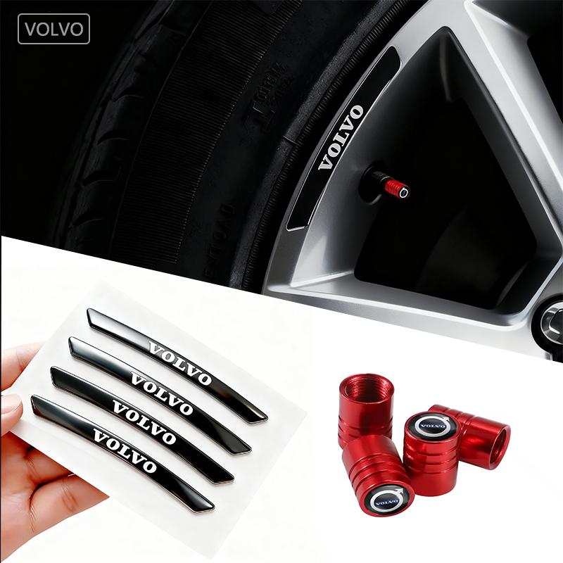 Car Tire Valve Cap Wheel Hub Sticker Tire Rim Decorative Sticker Suitable for Volvo V60 V40 Xc90 Xc40 S60 Xc60 V70 S90 V90 Xc70