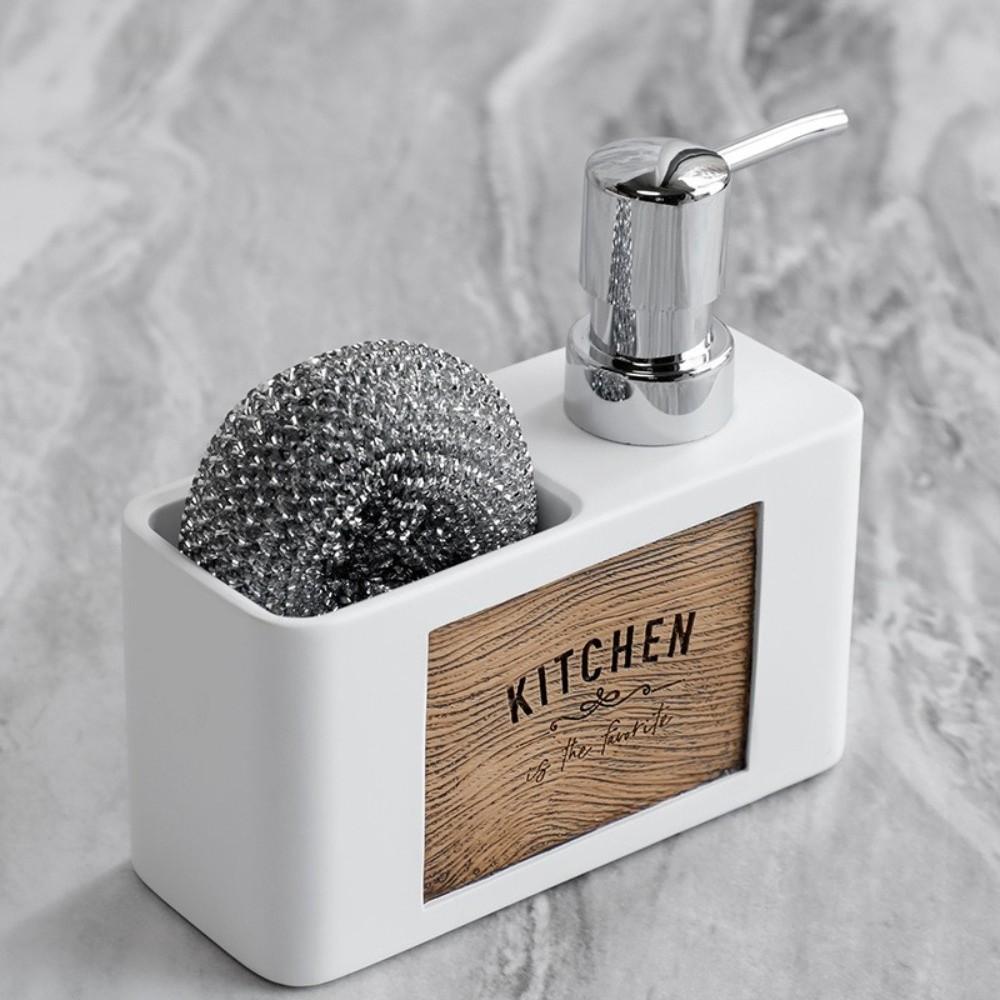 with Sponge Holder Kitchen Soap Dispenser Refillable Bathroom Hand Wash Bottle Restaurant