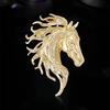 Glossy Horse Head Brooches Luxury Metal Badge Pin Classic Zodiac Animal Pins  for Women