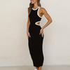 Women Summer Sleeveless Hollow Out Slim Fit Package Hip One Piece Dress