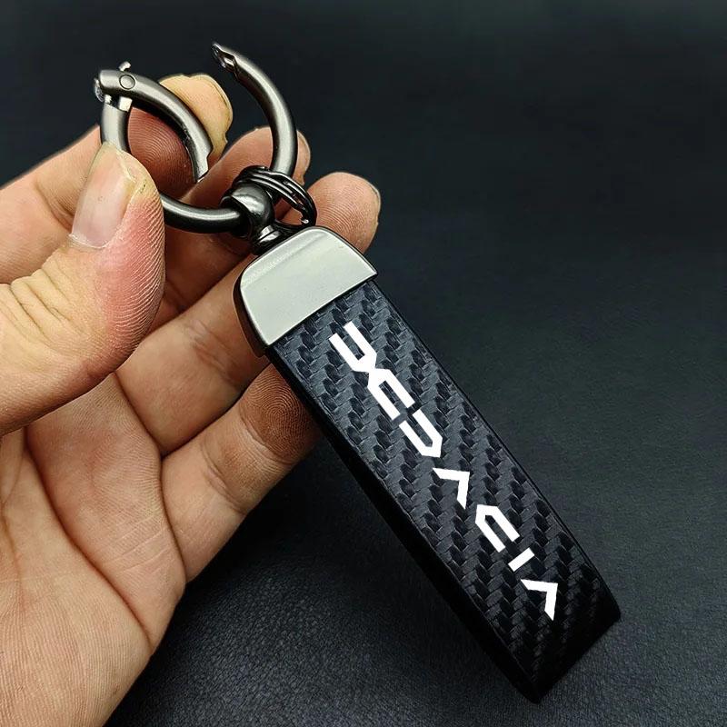 Carbon Leather Luxury Car Logo Keychain Zinc Alloy Emblem Keyring For Dacia Logan Sandero Duster Lodgy Spring Jogger Dokker