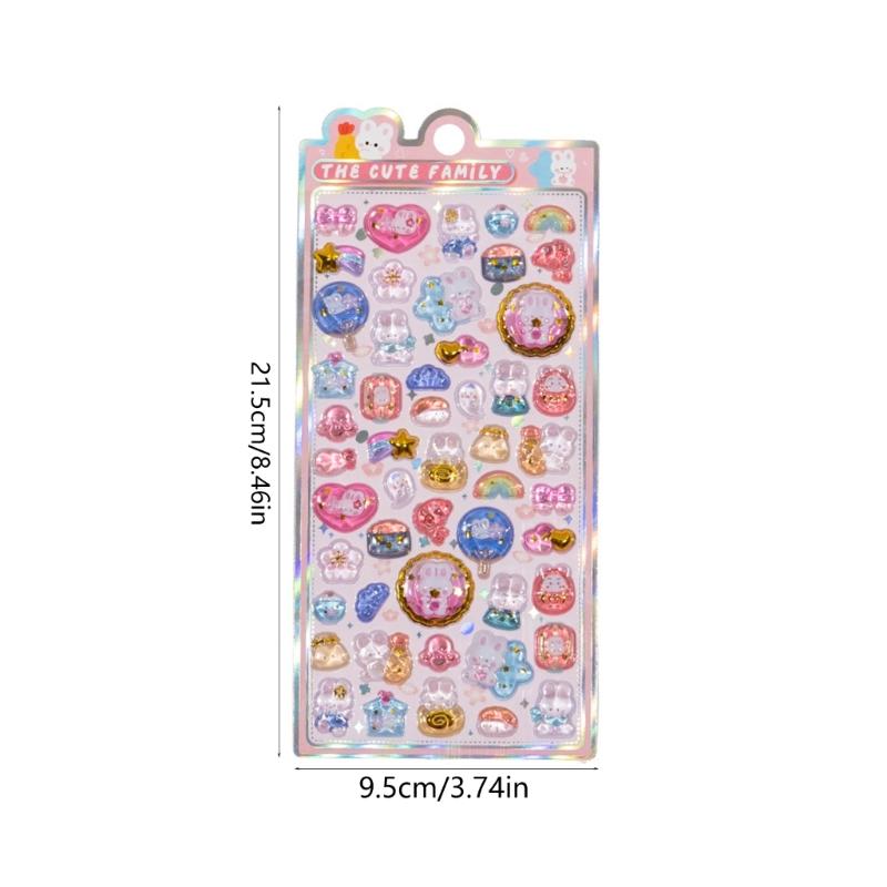 Aufgepuffte Stickerbögen Dekorativer Sticker Niedlicher Kleiner Sticker für Kinder & Erwachsene, Wiederverwendbarer Winziger Sticker für Scrapbooking