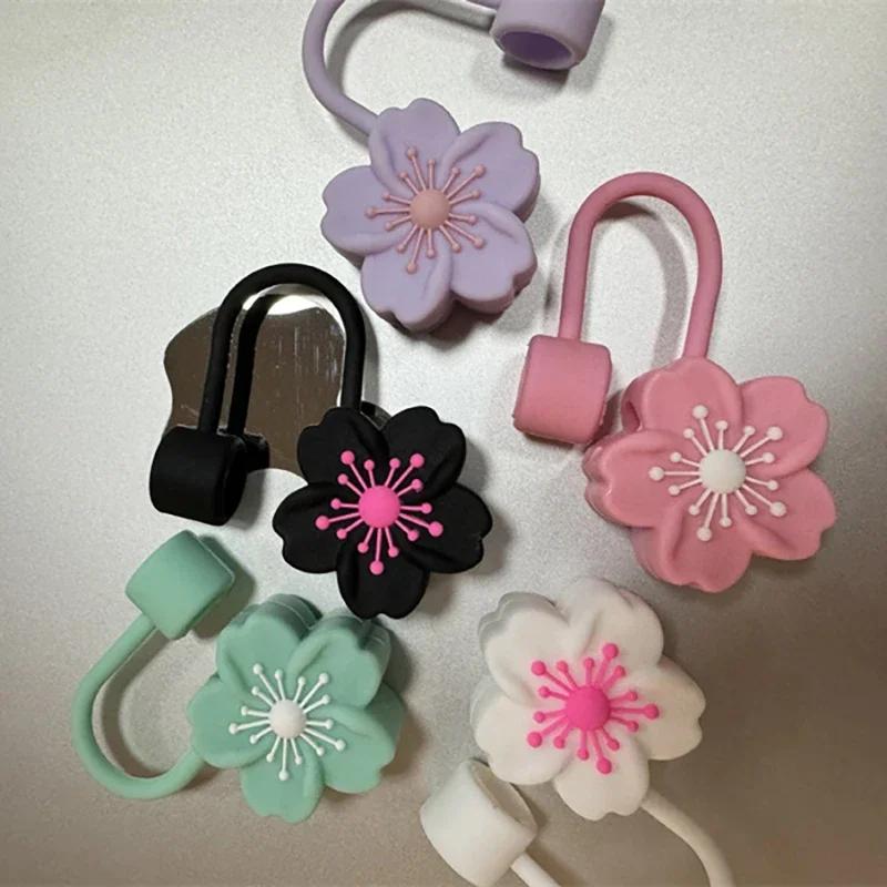 1PC Straw Cover Cap for Water Bottle Cute Begonia Flower Straw Toppers 10mm Straw Cover Cap for Tumblers 40-20 Oz Accessories