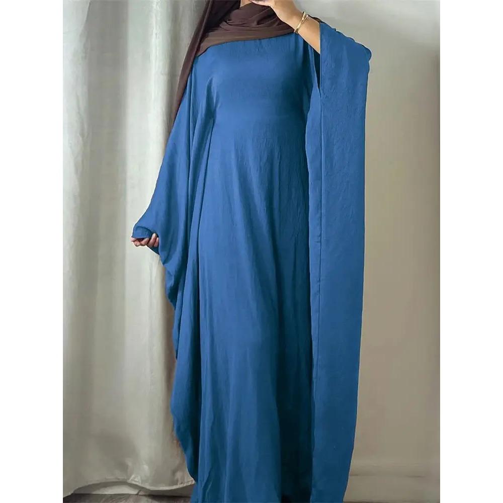 Ramadan Eid Weiche Crepe Khimar Batwing Abaya Dubai Islam Muslim Modest Afrikanische Kleider für Frauen Kaftan Kebaya Robe Femme Musulma