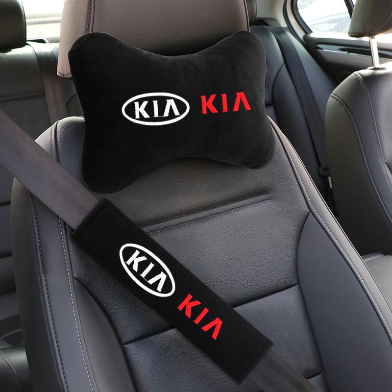 BLUKFA1 Zestaw Poduszki Pod Szyję do Fotelika Samochodowego z Pokrowcem na Pasy Bezpieczeństwa Poduszka Komfortowa do Odpoczynku w Podróży dla KIA Rio ceed sportage cerato soul sorento K3 K5