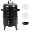 Metall-Holzkohleofen 16 Zoll Ofen, Outdoor 3-in-1 Vertikaler BBQ-Grill mit eingebautem Thermometer, Verstellbares Belüftungssystem, Robuster Doppel