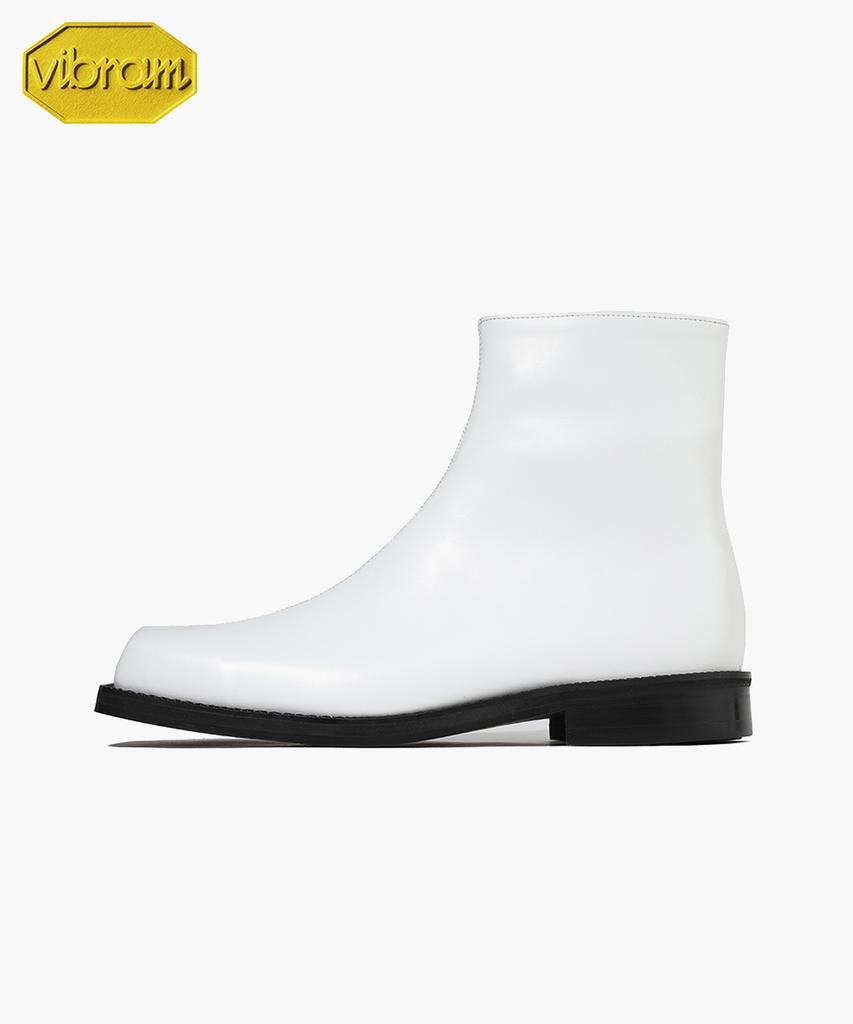 Firenze Atelier Center Cut Wide Square Toe Vibram Zip-Up Boots 5705 [Cream White]