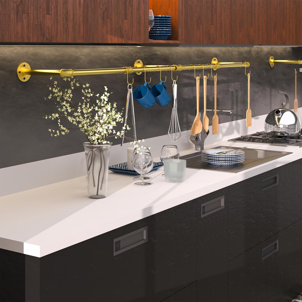 Wall Mounted Industrial Pipe Clothes Rack Bedroom Hanging Garment Rail Rack Space Saving Shelf