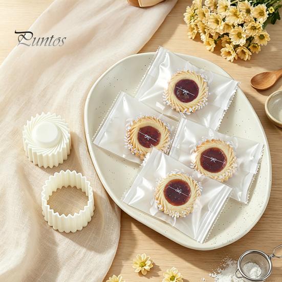 Mini-Teigformwerkzeug 2-in-1 Runde Mondkuchenform, Doppelseitige Gebäckpresse mit Muschelrand und Küchenbackwerkzeuge Spiralprägung für DIY