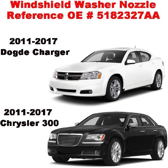 

ZHParty 2 Pcs Front Windshield Washer Nozzle Spray 5182327AA, Fits for 2011-2017 Dodge Challenger, Charger, Chrysler 300, 2013-2015 for Dodge Dart -