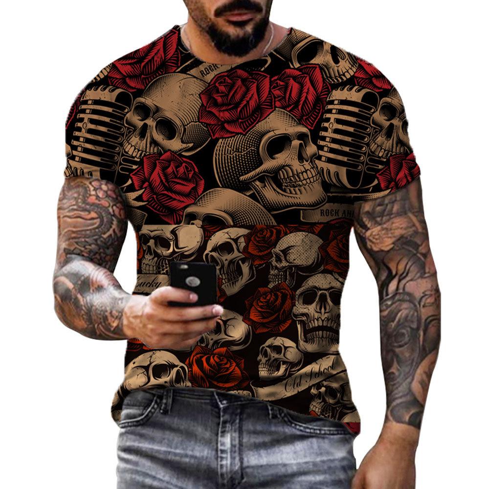 Popular Blood Handprint 3D Printed Pattern Street Men's Casual Loose T-shirt