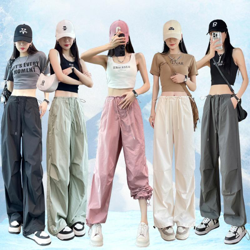 Women's Dopamine Paratrooper Jumpsuit: High-Waist, Loose-Fit, Wide-Leg Windbreaker Pants for Spring and Autumn